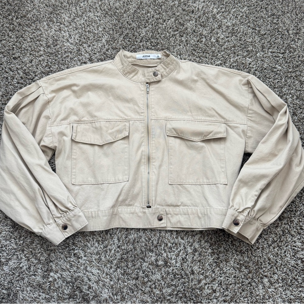 JustFab Lightweight Cargo Denim Jacket